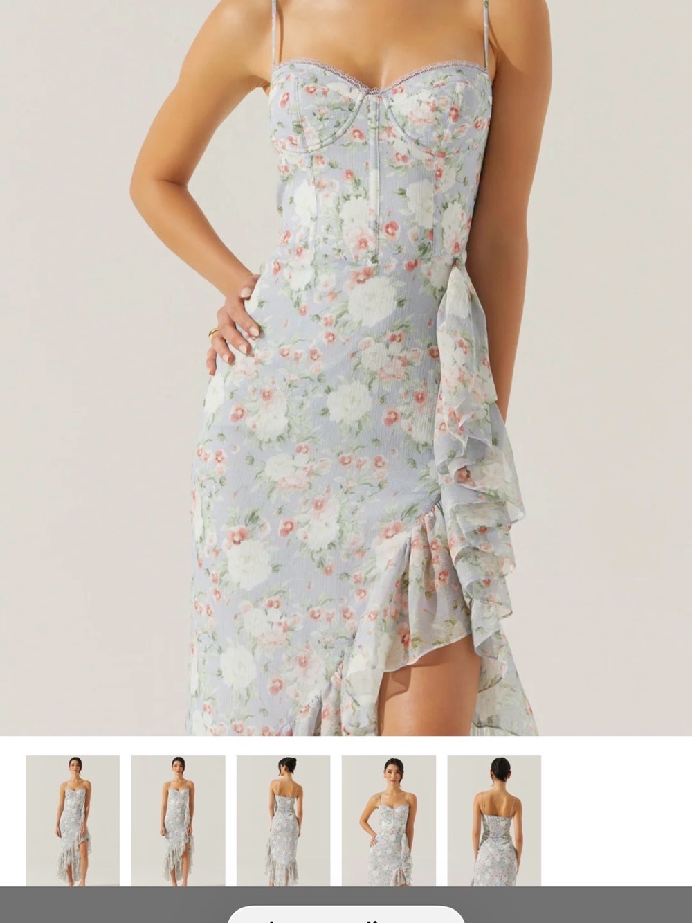 Astr Floral Pastel Bustier Ruffle Slip Dress - Picture 2 of 4